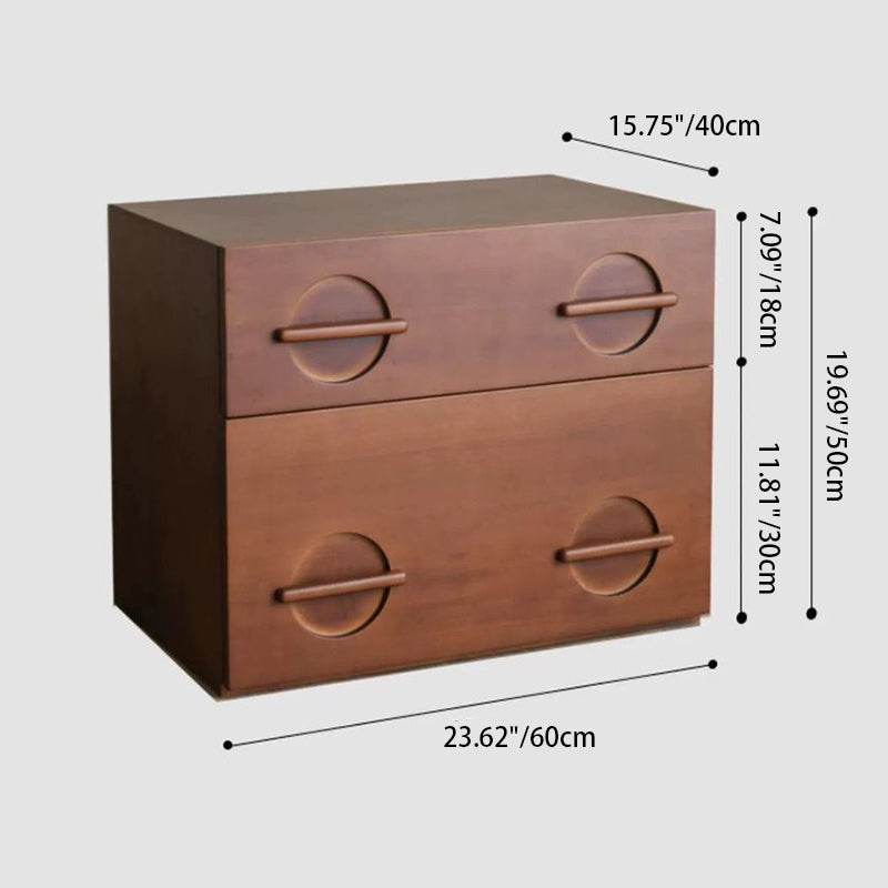 Table de nuit rectangulaire en bois massif nordique contemporain à 2 tiroirs pour chambre 