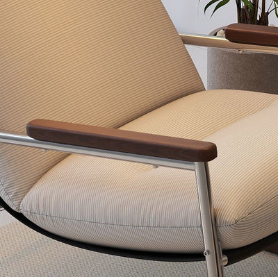 Contemporary Scandinavian Electroplated Silver Iron Corduroy PP Cotton Rubberwood Solid Wood Rocking Chair For Living Room