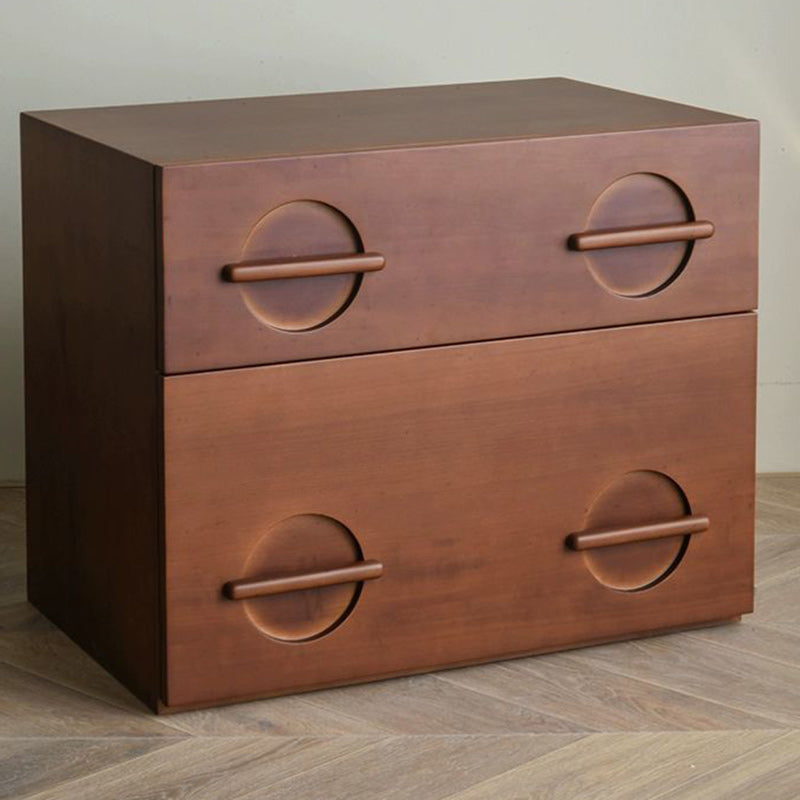 Table de nuit rectangulaire en bois massif nordique contemporain à 2 tiroirs pour chambre 