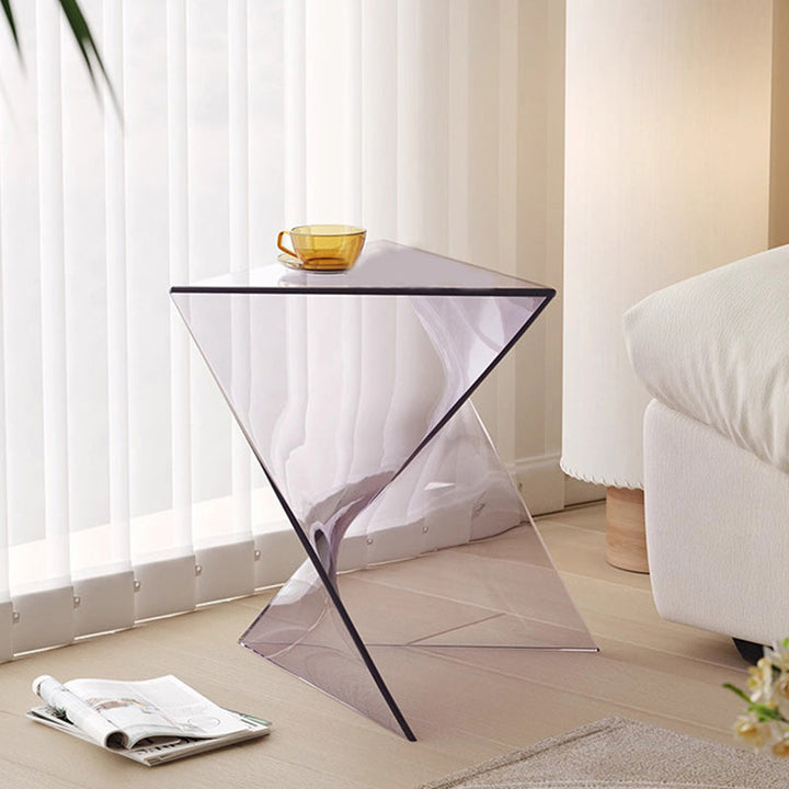 Modern Minimalist Geometric Corner Triangle PC End Table 1-Tier For Living Room
