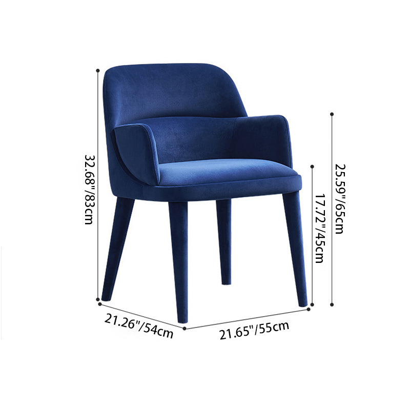 Modern Minimalist Rectangular Velvet Solid Wood Iron Dining Chair Backrest For Dining Room