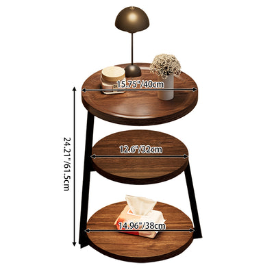Modern Minimalist Round Cylindrical Medium Density Fiberboard Iron Side Table 3-Tier For Living Room