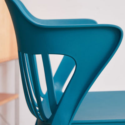 Modern Minimalist Openwork Rectangular PVC Dining Chair Backrest Armless For Dining Room