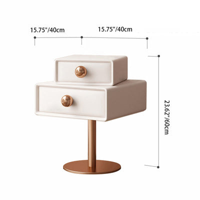 Table de nuit contemporaine créative carrée orb rotative empilable en bois et acier à 2 tiroirs pour chambre 