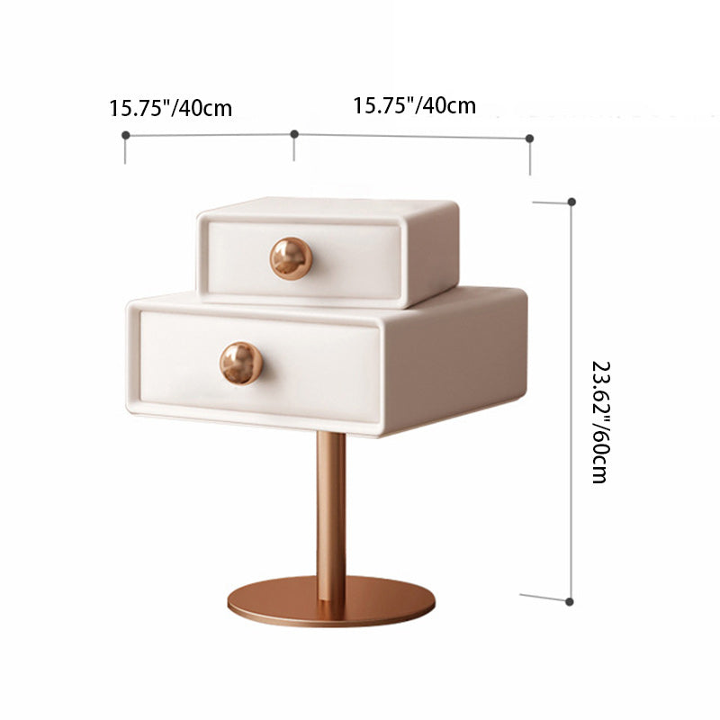Table de nuit contemporaine créative carrée orb rotative empilable en bois et acier à 2 tiroirs pour chambre 