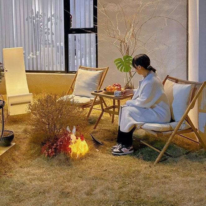 Traditional Chinese Square Carbon Steel Tempered Glass PE Rattan Table & Chair Set Foldable Backrest For Outdoor Patio