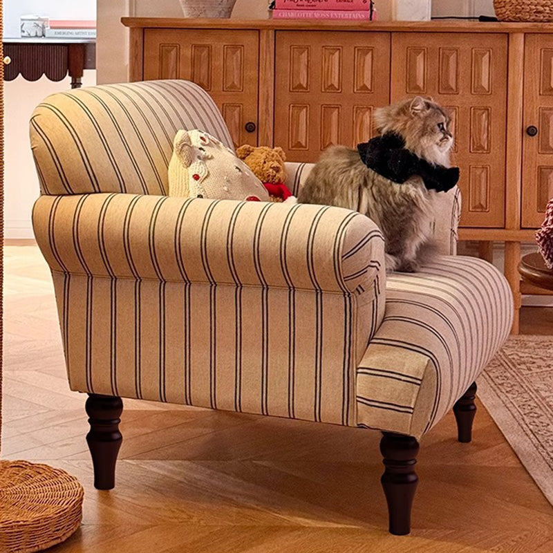 Traditional French Rectangular Velvet Crinkled Woven Fabric Solid Wood Accent Chair Backrest Armrest For Living Room