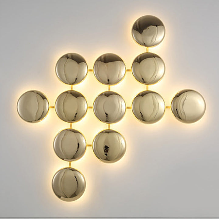 Lámpara de aplique de pared contemporánea de lujo de círculo redondo de titanio con 10/14/24 luces para pasillo 