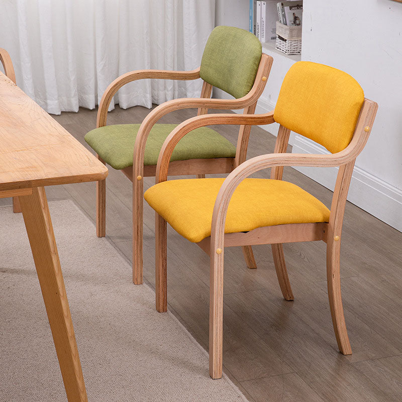 Chaise de salle à manger moderne en tissu, bois, éponge, carrée, incurvée, avec dossier et accoudoirs 