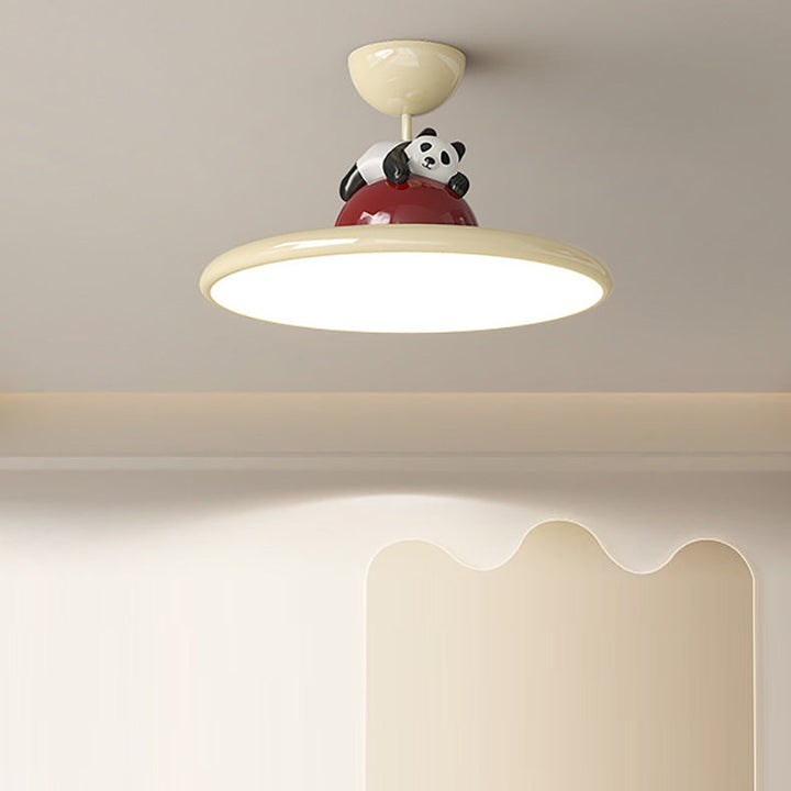 Plafonnier semi-encastré en fer acrylique LED Panda éléphant créatif contemporain pour chambre à coucher 