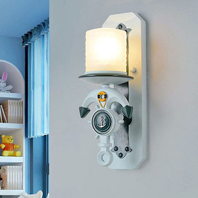 Aplique de pared de ancla de barco de hierro resina nórdica mediterránea de 1/2 luces 