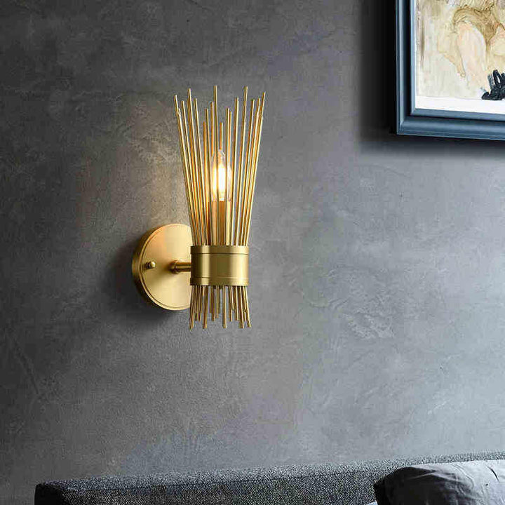 Aplique de pared moderno de lujo en cobre con diseño de rama, columna, de 1/2 luces, para dormitorio 