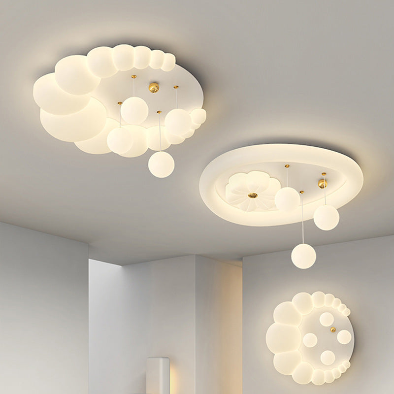 Zeitgenössische Nordic Kids Eisen PE Elliptische Runde Ball Blume Mond LED Unterputz Deckenleuchte Für Schlafzimmer 