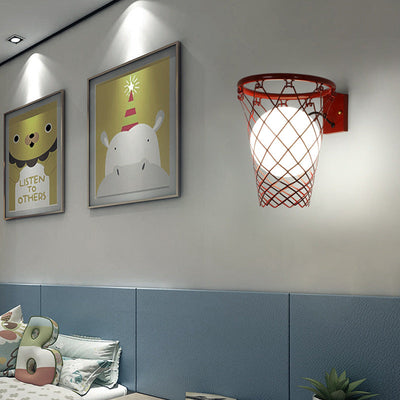 Applique Murale 1 Lumière avec Cerceau de Basketball en Verre et Fer Style Art Déco Moderne pour Chambre d'Enfant 