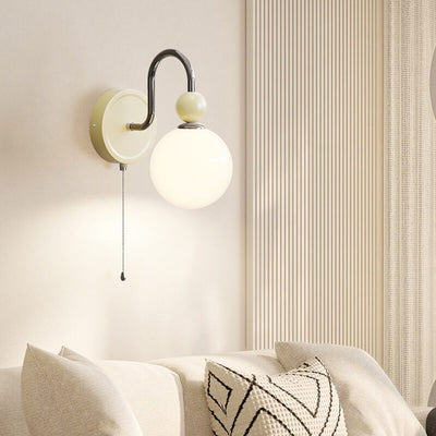 Modern Minimalist Cream Style Wrought Iron Ball 1-Light Wall Sconce Lamp