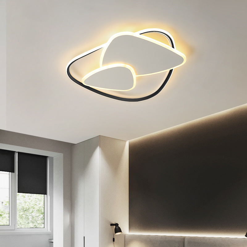 Modern Minimalist Triangle Aluminum Iron Acrylic LED Flush Mount Ceiling Light For Bedroom