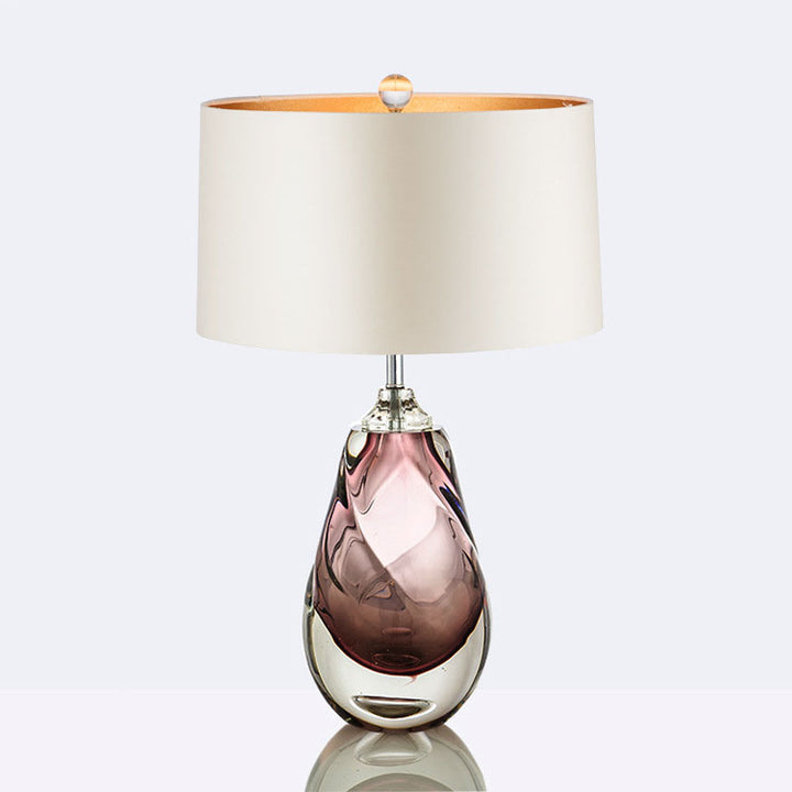 Lámpara de mesa de 1 luz de tela de cristal ovalada contemporánea escandinava para dormitorio 
