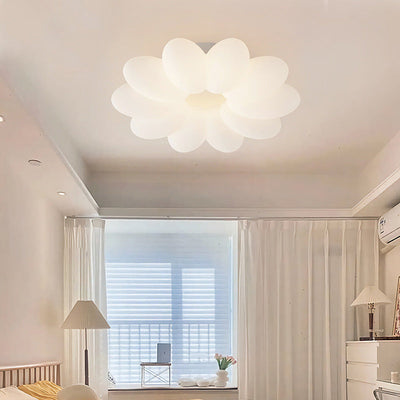 Zeitgenössische kreative florale Eisen PVC LED Semi-Flush Mount Deckenleuchte für Wohnzimmer 