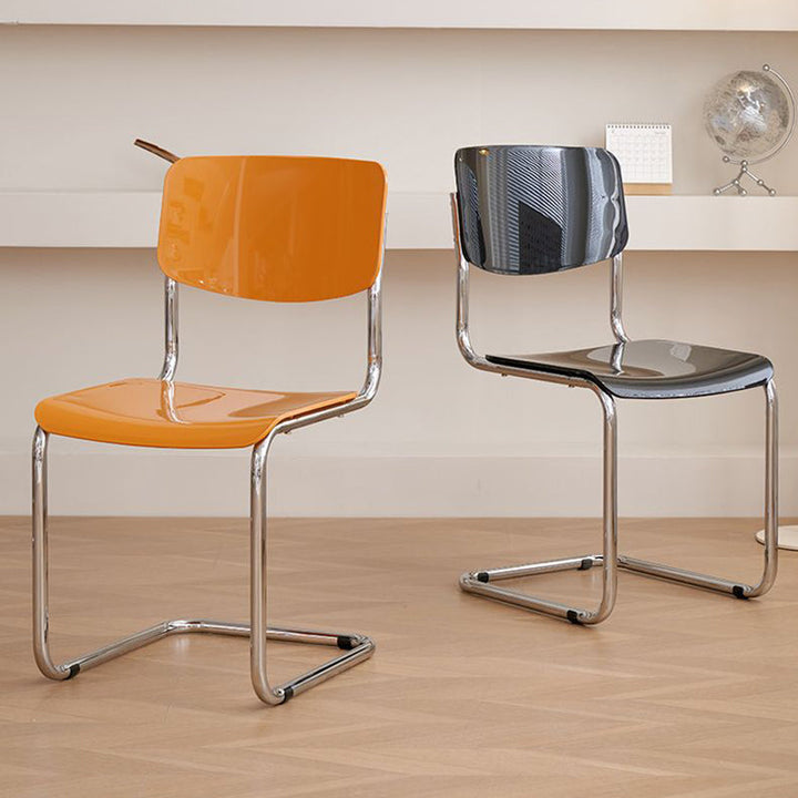 Moderner Einfachheit ABS Kohlenstoffstahl quadratischer Esszimmerstuhl Rückenlehne für Esszimmer 