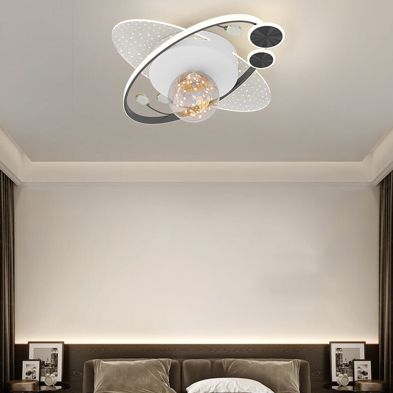 Contemporary Nordic Iron Acrylic Elliptical Star LED Semi-Flush Mount Ceiling Light For Bedroom