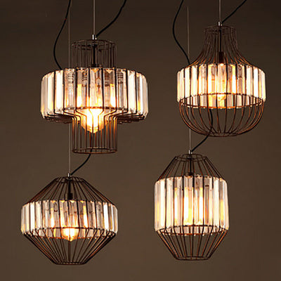 Industrial Personality Iron Cage Shaped 1-Light Pendant Light