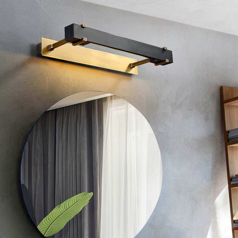 Zeitgenössische Luxus-Antik-Messing-Streifen 2-Licht Spiegel Front Wandleuchte Lampe für Badezimmer 