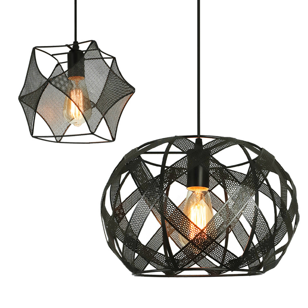 Lustre suspendu contemporain industriel rond carré irrégulier en fer à 1 lumière pour salle à manger 