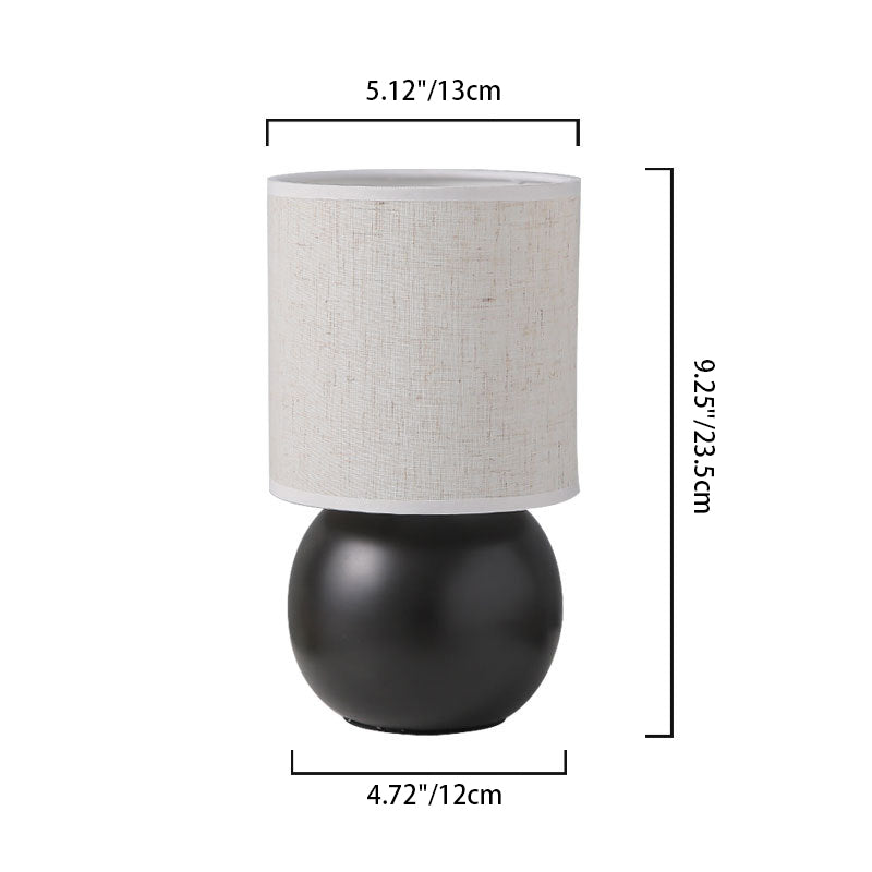 Lampe de table LED en céramique vintage traditionnelle ronde avec tissu pour chambre 