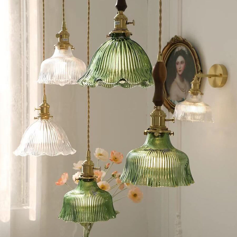 Luz colgante de 1 luz de vidrio de nogal de cobre minimalista moderno nórdico 