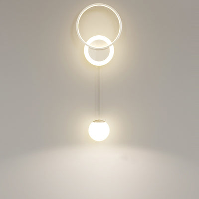Lámpara de Aplique de Pared LED de Bola Redonda de Hierro y Acrílico de Simplicidad Moderna para Mesita de Noche 