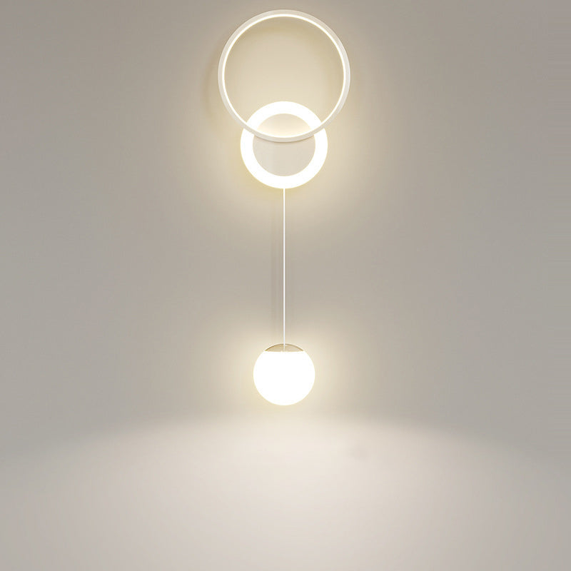 Lámpara de Aplique de Pared LED de Bola Redonda de Hierro y Acrílico de Simplicidad Moderna para Mesita de Noche 