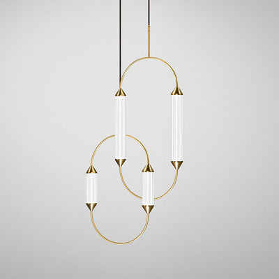 Zeitgenössische industrielle Streifen elliptische Eisen Glas LED Pendelleuchte für Esszimmer 
