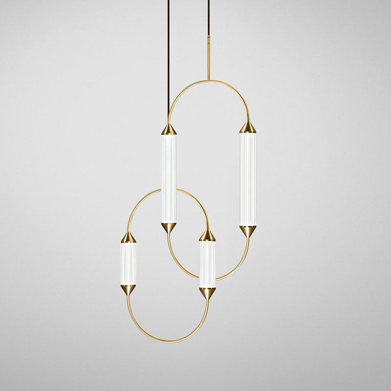 Zeitgenössische industrielle Streifen elliptische Eisen Glas LED Pendelleuchte für Esszimmer 