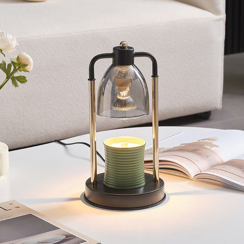 Lámpara de mesa rectangular nórdica contemporánea de hierro y vidrio cónico de 1 luz con cera derretida para dormitorio 