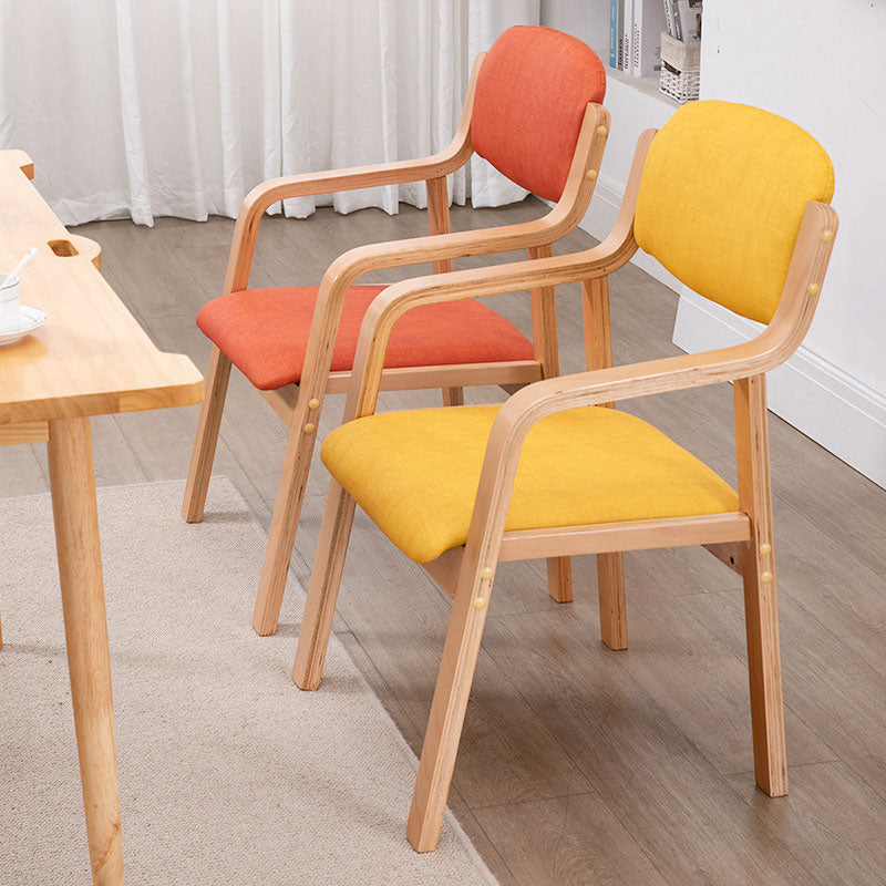 Chaise de salle à manger en tissu moderne simplicité bois éponge carrée dossier accoudoir pour salle à manger 