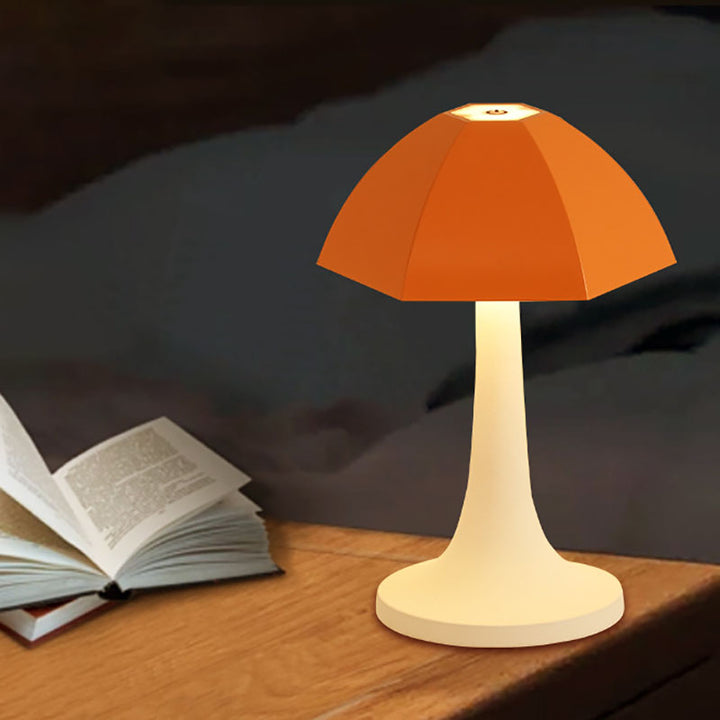 Contemporary Creative Iron Mushroom PVA LED USB Charging Table Lamp For Bedroom