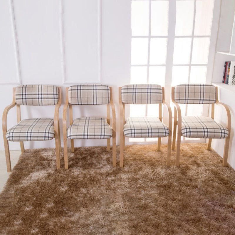 Contemporary Nordic Bentwood Linen Faux Leather Velvet Sponge Square Dining Chair Backrest Armrest For Dining Room