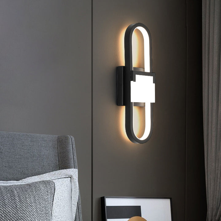 Applique Murale LED Ovale Rectangle Minimaliste Moderne en Fer et Aluminium Pour Chambre 