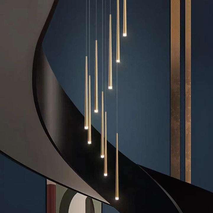 Candelabro de luz LED de isla de tubo de hierro acrílico cónico minimalista moderno 