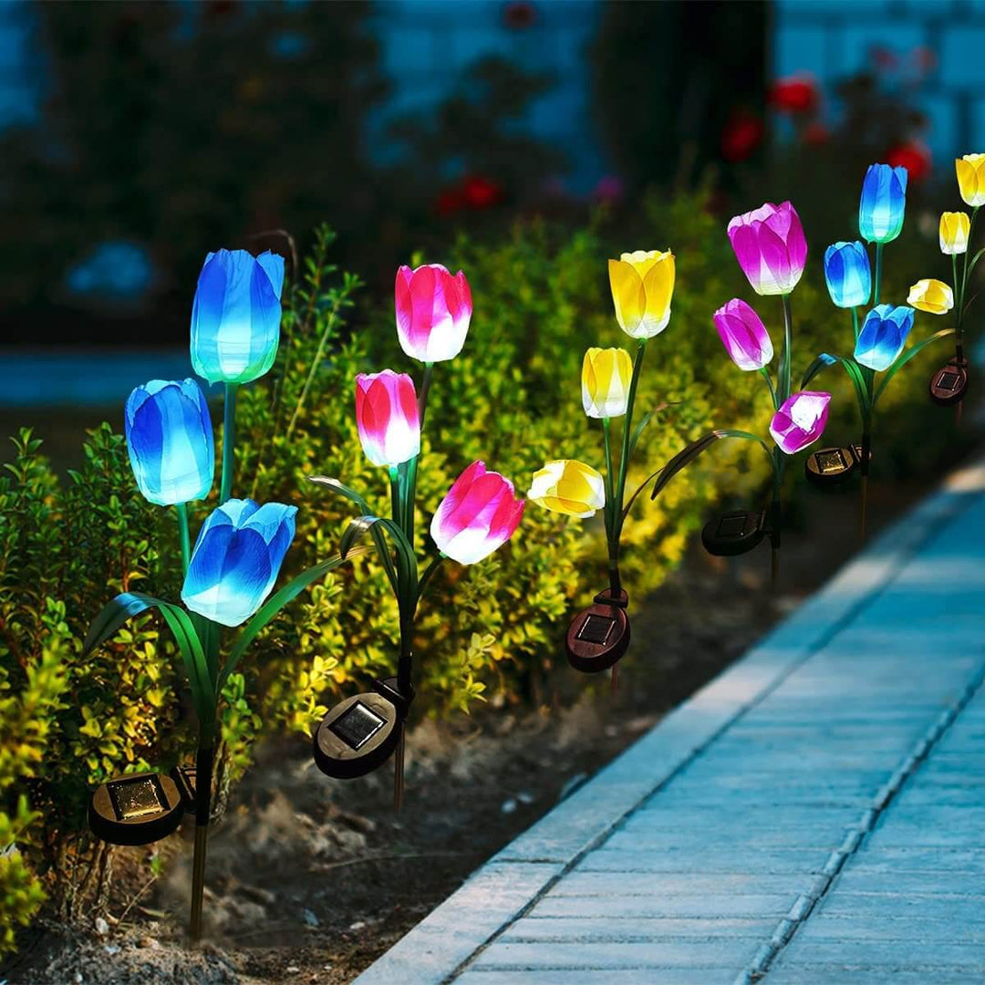 Contemporary Creative Outdoor Solar Tulip LED Waterproof Lawn Ground Decorative Insert Landscape Light