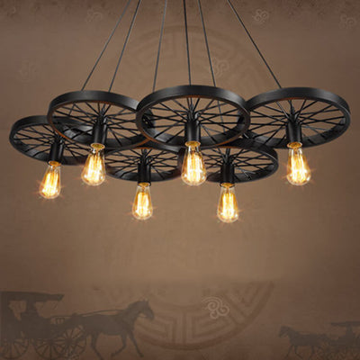 Industrial Creative Personality Wrought Iron Wheels 1/3/6-Light Chandelier