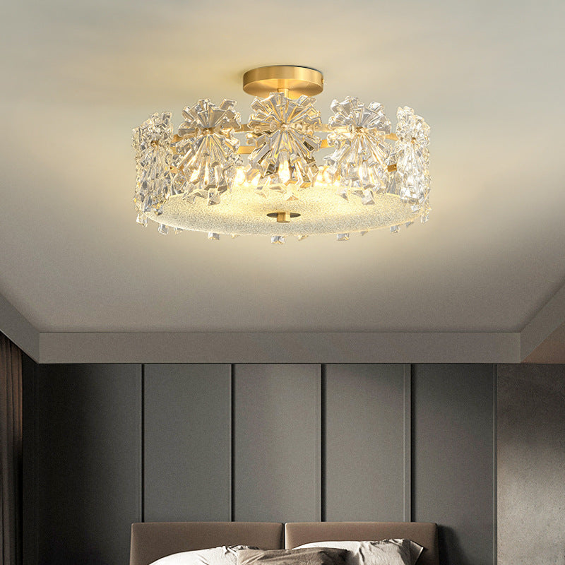 Plafonnier moderne minimaliste rond en verre et cuivre 4/6 pour salon 