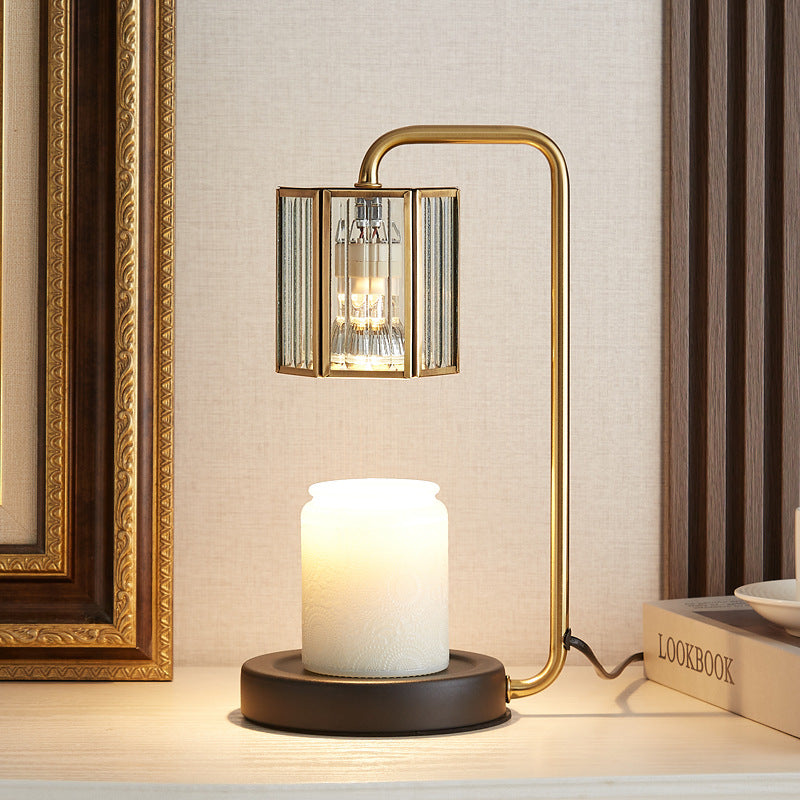 Contemporary Retro Iron Glass Cylinder Shade 2-Light Melting Wax Table Lamp For Bedroom