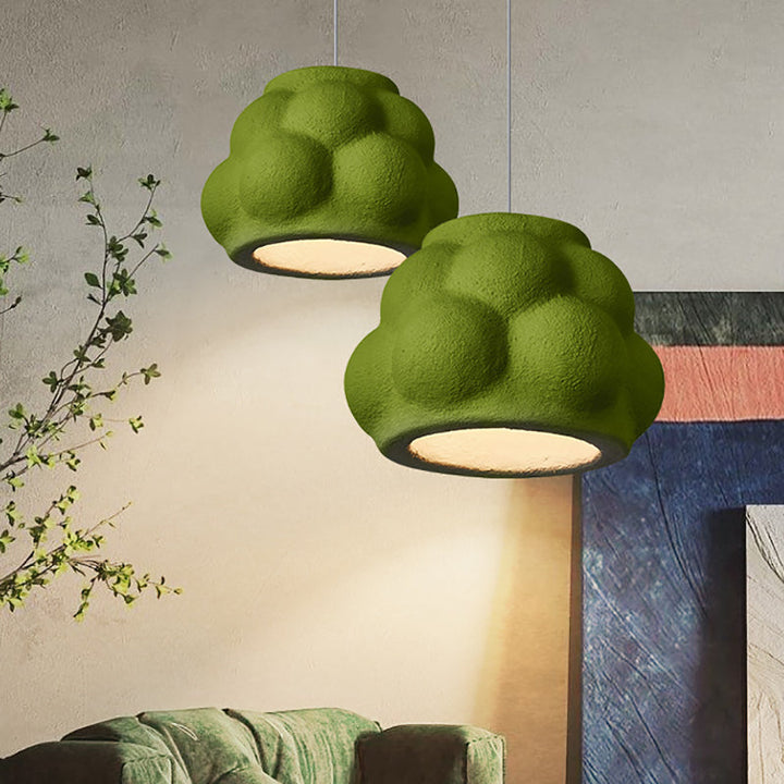 Traditional Japanese Wabi-Sabi Imitation Cement Texture Bubble Shade 1-Light Pendant Light For Living Room