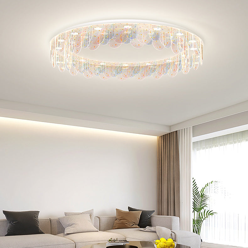 Zeitgenössische kreative Eisen Acryl Runde Wolke Stern Stück LED Unterputz Deckenleuchte für Wohnzimmer 