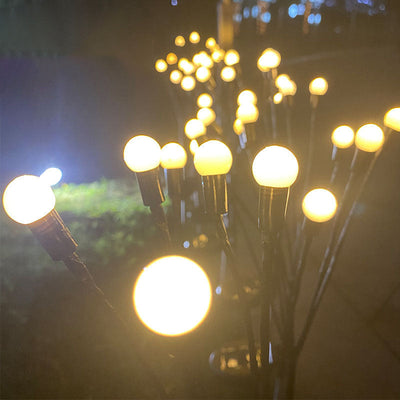ضوء LED خارجي بلاستيكي صغير كروي الشكل متعدد الرؤوس بتصميم زهري مقاوم للماء يعمل بالطاقة الشمسية للحديقة 