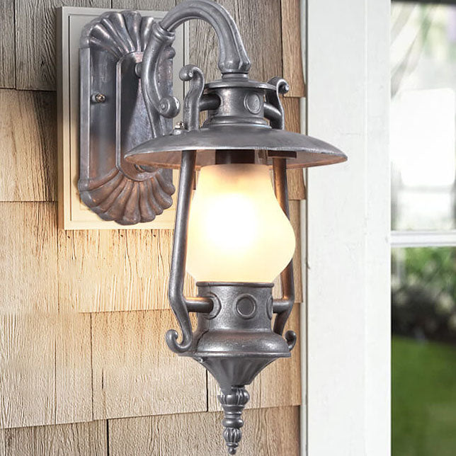 Lámpara de queroseno de aluminio retro industrial de 1 luz para exteriores, aplique de pared impermeable 