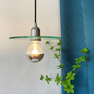 Modern Simplicity Round Iron Aluminum Glass 1-Light Pendant Light For Living Room