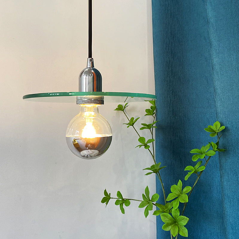 Modern Simplicity Round Iron Aluminum Glass 1-Light Pendant Light For Living Room