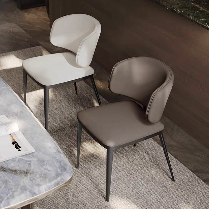 Modern Minimalist Microfiber Leather Carbon Steel Sponge Square Dining Chair Backrest For Dining Room